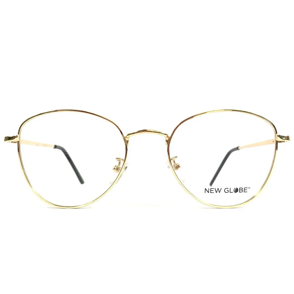 New Globe Eyeglasses Frames L5177 Shiny Gold Round Wire Rim 52-19-140